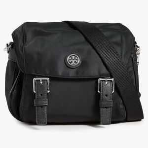 Tory Burch Black Crossbody Bag with Silver Accents